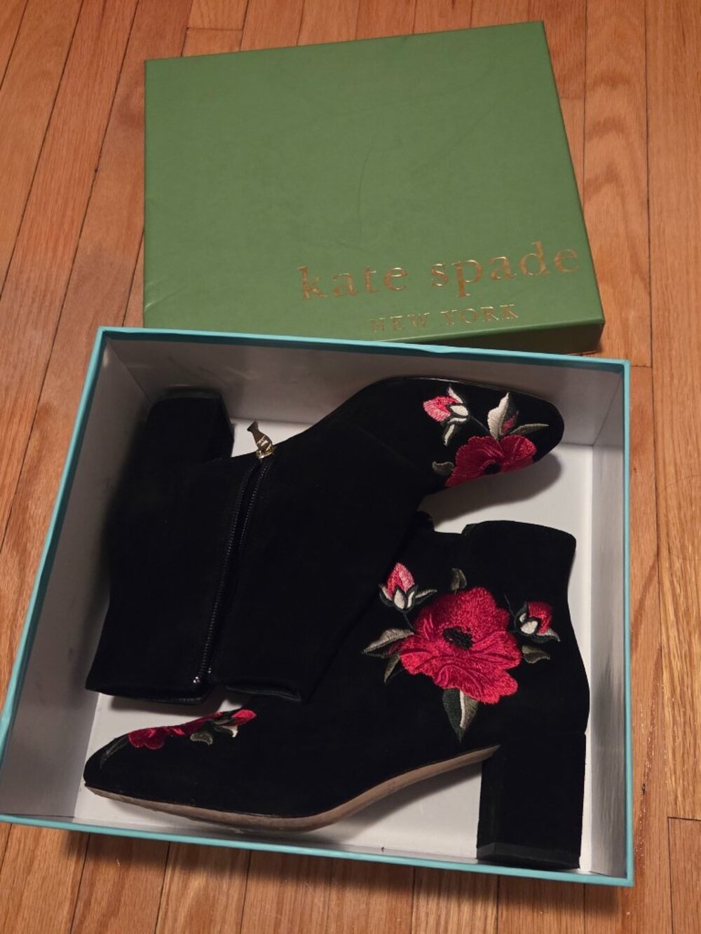Kate Spade embroidered langton ankle boots